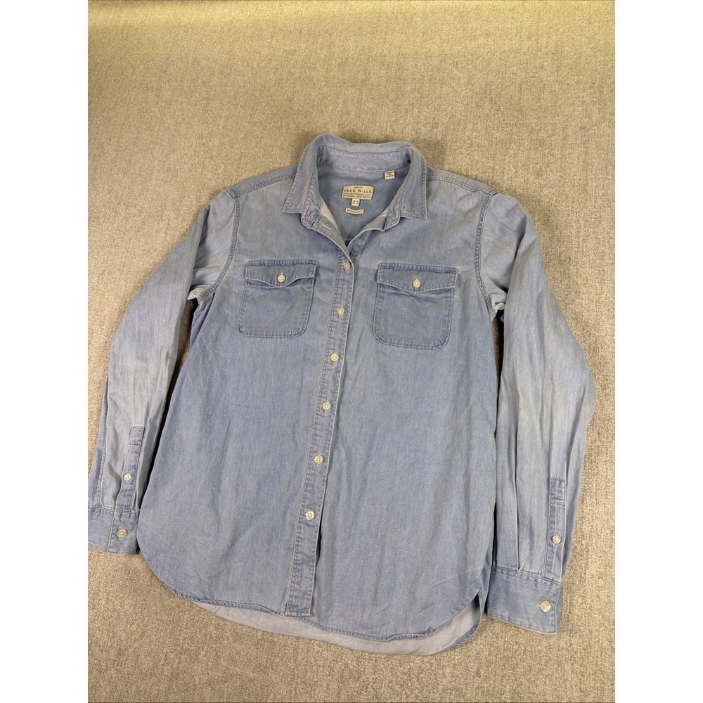 Jack Wills Denim Shirt Boyfriend Fit Women's Size 6 Light Wash Button Up